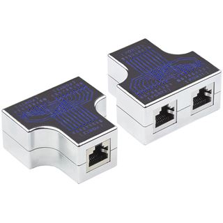 Good Connections Modular T-Adapter, 1x RJ45-Buchse an 2x RJ45-Buchse,