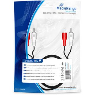 2.20m MediaRange Audiokabel 2xCinch RCA Stecker, schwarz