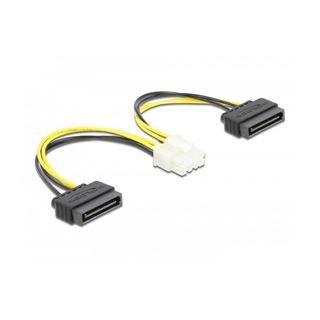 Delock Stromkabel 2 x SATA 15 Pin Stecker zu 8 Pin EPS Stecker 15 cm