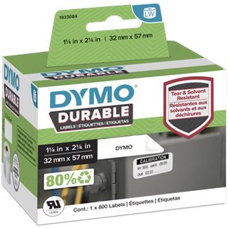 Dymo Etiketten Kunststoff wei&szlig; 1 Rolle &szlig; 800 Etiketten,