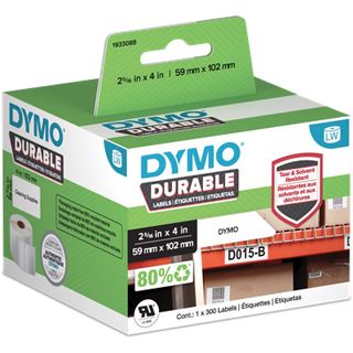 Dymo Etiketten Kunststoff wei&szlig; 1 Rolle &szlig; 300 Etiketten,