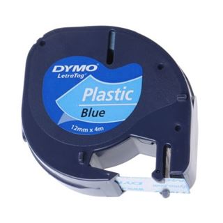 Dymo LetraTag Band 12mm x 4m sw/blau schwarz auf blau,Plastik