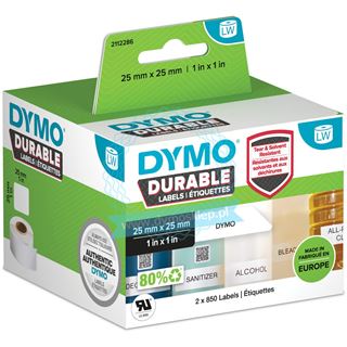 Dymo Etiketten Kunststoff weiss 2 Rollen ß 850 Etiketten,