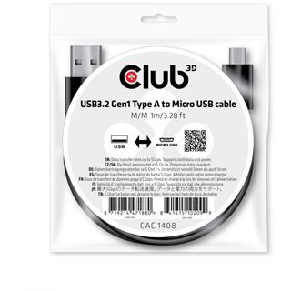 Club 3D Kabel USB 3.2 Typ A > Micro USB 1m St/St