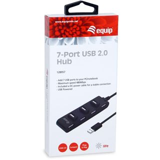 Equip USB-Hub USB 2.0 St -> 7x USB Bu 0.15cm 480Mbps schwarz