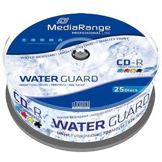 MediaRange CD-R 700MB 80min 52x printable, wasserfest, 25er Cakebox