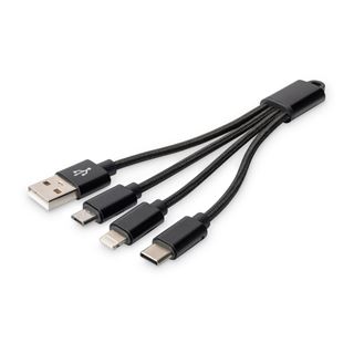 Digitus 3-in-1 Ladekabel USB A Lightning + Micro USB + USB-C