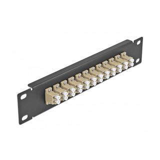 Delock 10 LWL Patchpanel 12 Port LC Duplex beige 1 HE schwarz