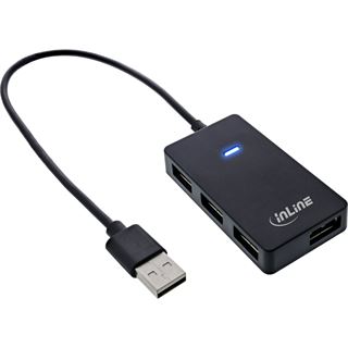 0.30m InLine USB 2.0 Hub, 4 Port, schwarz, Kabel