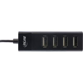 0.30m InLine USB 2.0 Hub, 4 Port, schwarz, Kabel (33293H)