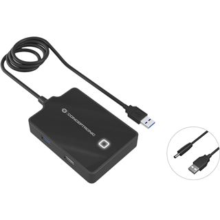 Conceptronic USB-Hub 4-Port 3.0 ->1x3.0 3x2.0 o.Netzteil sw