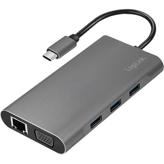 LogiLink Dockingstation USB 3.2 Gen1,USB-C, 10-Port,PD,silb.