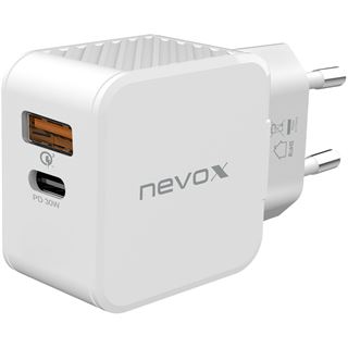 nevox USB PD Type C + USB QC 3.0 Ladeger&auml;t 30 Watt wei&szlig;