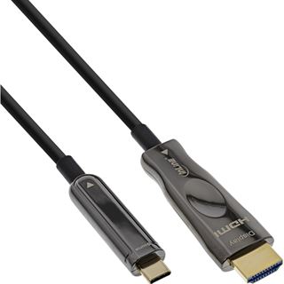 50.00m InLine USB Display AOC Kabel, USB Typ-C Stecker zu HDMI Stecker