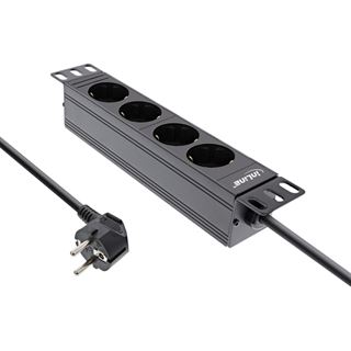2.00m InLine 10" Steckdosenleiste, 4-fach Schutzkontakt, ohne