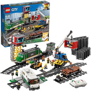 LEGO City 60198 Güterzug, Set mit Motor, Spielzeug Zug mit