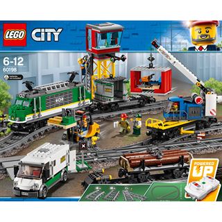 LEGO City 60198 Güterzug, Set mit Motor, Spielzeug Zug mit