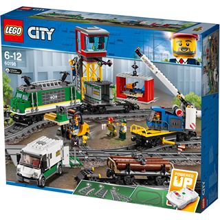 LEGO City 60198 Güterzug, Set mit Motor, Spielzeug Zug mit