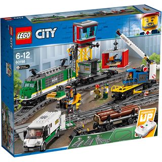 LEGO City 60198 Güterzug, Set mit Motor, Spielzeug Zug mit