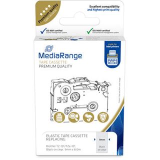 MediaRange Schriftband 9mm schwarz/transp. TZ-121/TZe-121 8m