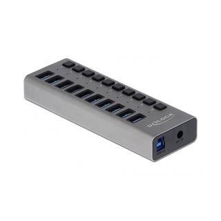 Delock Externer USB 3.0 Hub mit 10 Ports + Schalte