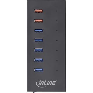 InLine USB 3.2 Gen.1 Hub, 7 Port, Aluminiumgehäuse, schwarz, mit