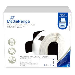 MediaRange Schriftband 29x90mm schwarz/weiß Brother DK-11201