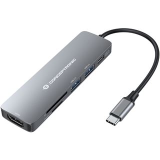 Conceptronic Adapter USB-C->HDMI,USB-C PD,1x3.0/2.0USB SD/TF