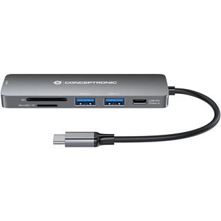 Conceptronic Adapter USB-C->HDMI,USB-C PD,1x3.0/2.0USB SD/TF