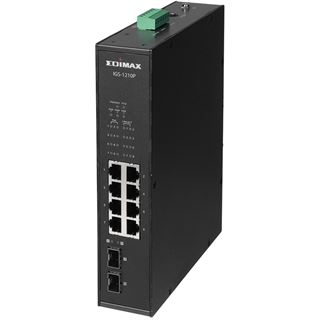 Edimax Industrieller 10-Port Gigabit PoE+-DIN-Schienen-Switch mit 2