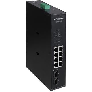 Edimax Industrieller 10-Port Gigabit PoE+-DIN-Schienen-Switch mit 2