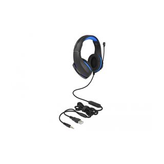 DELOCK Gaming Headset Over-Ear mit 3,5 mm Klinkenstecker und blauem