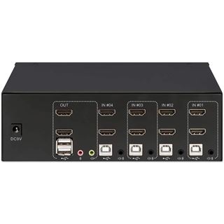 Manhattan KVM Switch 4-Port Dual-Monitor HDMI 4K@30Hz