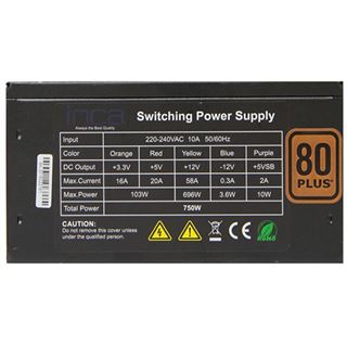 750 Watt INCA 80+ Gold POWER SUPPLY 80 PLUS
