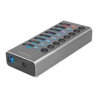 LogiLink USB 3.2 Gen 1 Hub, 7 Ports + 1x Schnell-Ladeport,