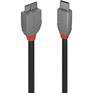 1.00m Lindy USB 3.2 Typ C an Micro-B Kabel, Anthra Line