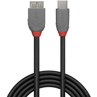 1.00m Lindy USB 3.2 Typ C an Micro-B Kabel, Anthra Line