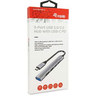 Equip USB-Hub 5-Port 3.0/C->1x3.0/2x2.0/1x3.0C/PD o.Netzteil