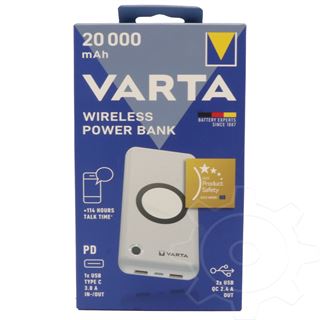 Varta Powerbank, 3,7V/20.000mAh, Wireless, 2xUSB-A/1xUSB-C, QC 3.0,