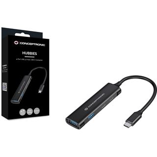 Conceptronic USB-Hub 4-Port 3.0 ->2xUSB-C/A o.Netzteil schwarz
