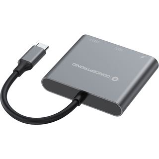 Conceptronic Adapter USB-C -> HDMI,2xUSB3.0,PD,SD 0.15m