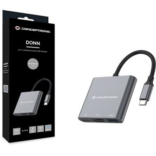 Conceptronic Adapter USB-C -> HDMI,2xUSB3.0,PD,SD 0.15m