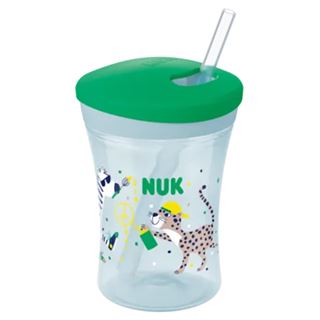 NUK Trinkbecher Action Cup 230ml grün mit Trinkhalm ab 12M