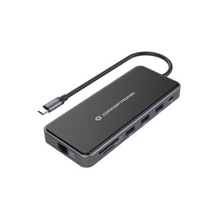 Conceptronic Adapter USB-C->2xHDMI,GbE,PD,2xUSB3.0,SD0.25 gr