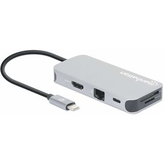 Manhattan USB-C 8-in-1 Dockingstation HDMI RJ45 3xUSB-A