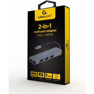 Gembird 3-Port USB Typ-C 2-in-1 Kombi Adapter (Hub+HDMI)