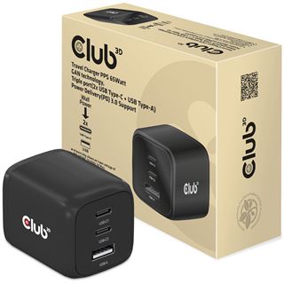 Club 3D Club3D Reiseladegerät 2xUSB Typ C, 1xUSB Typ A, PD 65W