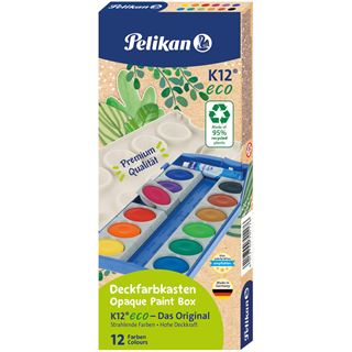 Pelikan Deckfarbkasten K12 eco 12 Farben inkl. Deckwei&szlig;