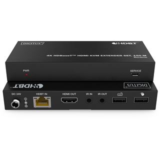 150.00m DIGITUS HDBaseT KVM Extender Set 4K/60Hz USB 1.1 PoC IR black