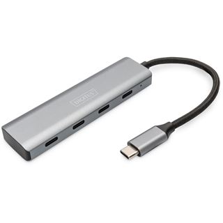 Digitus USB-C-Hub 4-Port 3.1->4xC3.1 integr. Kabel silber